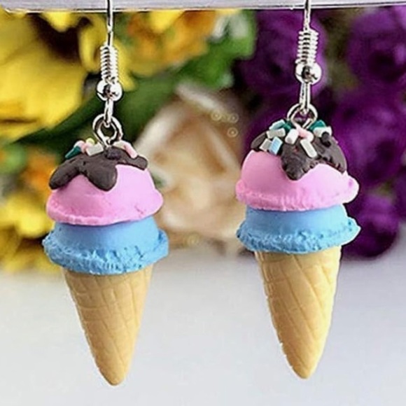 2 pair 3D Soft Clay Ice Cream Dangle Drop Earrings Set for Women Girls jewelry - Picture 4 of 4